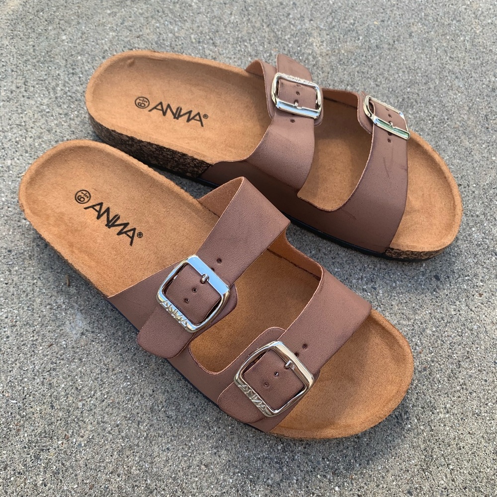 Anna Chestnut Brown Birks Style Sandals FlipFlop